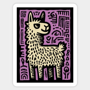 Psychedelic Alpaca Folk Art Sticker
